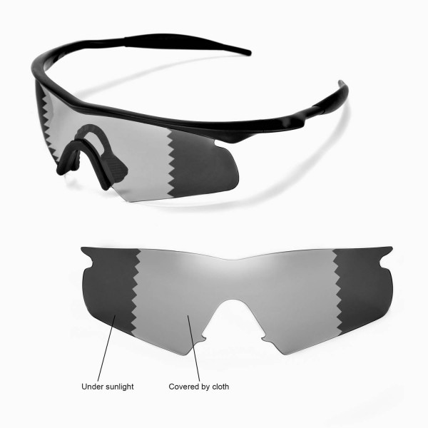 Walleva Transition photochromic Polarized Replacement Lenses With Black Nosepad For Oakley M Frame Hybrid Sunglasses